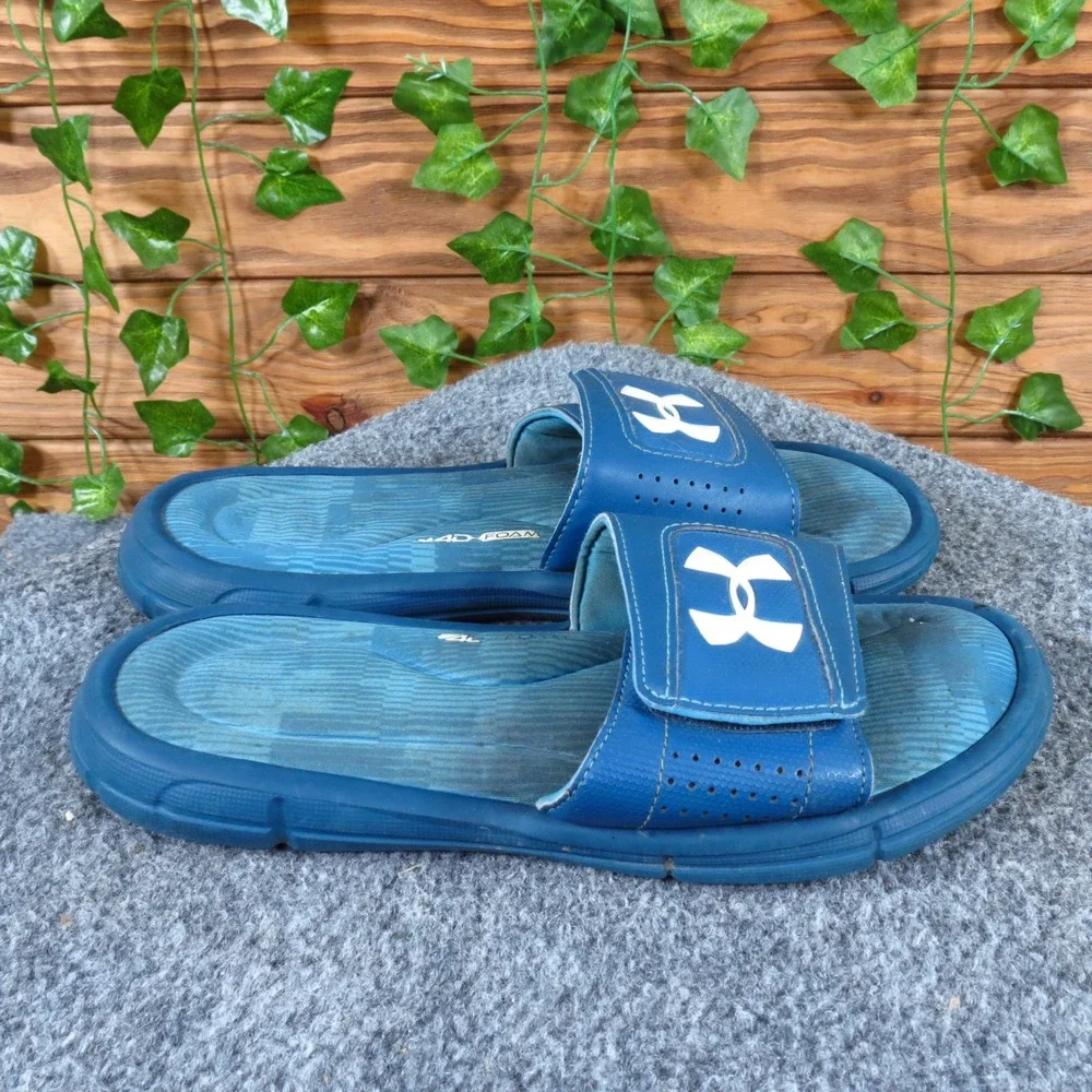 Under Armour Ignite Fleet V Boys Slide Sandals Size 5Y Athletic Sports Blue‎